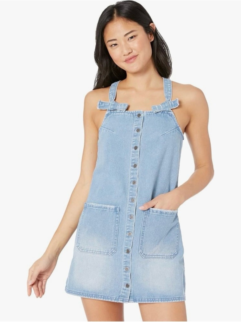 Billabong Light Wash Denim Pinafore Overall Dress M